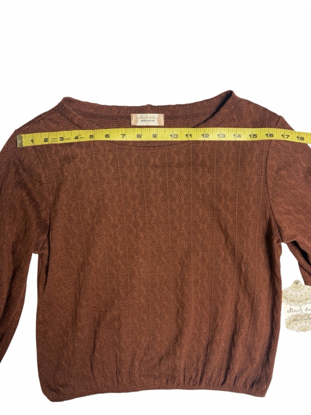 Altar’d State Women's Cable Knit Pullover Sweater - Brown - Picture 4 of 7